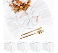 Teruntrue Lot de 30 Serviettes en Mousseline Blanc, 50 x 50 cm, Lot de 30 Serviettes en Gaze, Serviettes de Table bohèmes pour dîner, pour décorations de Mariage et d'anniversaire