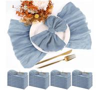 Teruntrue Lot de 30 Serviettes en Mousseline Bleu poussiéreux, 50 x 50 cm, Serviettes en Gaze lavables, Serviettes de Table bohèmes pour dîner, pour décorations de Mariage, fête d’Anniversaire