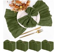 Teruntrue Lot de 30 Serviettes en Mousseline Vert Olive, 50 x 50 cm, Lot de 30 Serviettes en Gaze, Serviettes de Table bohèmes pour dîner, pour décorations de Mariage et d'anniversaire