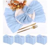 Teruntrue Lot de 30 serviettes en tissu bleu clair, 50,8 x 50,8 cm, ensemble de 30 pièces, serviettes en mousseline, serviettes de table Boho-ESS, décoration pour mariage, fête d'anniversaire