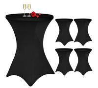 Teruntrue Lot de 4 housses de table mange-debout pour tables mange-debout et de bistro, diamètre de 80 à 85 cm, noires