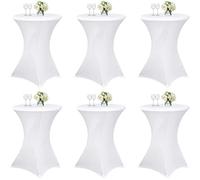 Teruntrue Lot de 6 Housse Mange Debout 80x110 Blanc Nappe Mange Debout, Nappe de Table Mariage pour Table de Banquet de Cocktail de Mariage (Blanc)