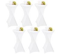 Teruntrue Lot de 6 nappes de Cocktail Rondes en élasthanne, 60 x 110 cm, Coins carrés ajustés, pour Tables Rondes ou fêtes de Mariage, Banquet, Anniversaire (Blanc)