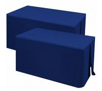 Teruntrue Nappe de table bleu marine pour tables de 6 pieds, lot de 2 nappes rectangulaires pour tables pliantes, nappe de 6 pieds pour foires, expositions d'artisanat (183 x 76 cm)