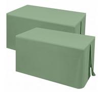 Teruntrue - Nappe verte sauge pour tables de 6 pieds, lot de 2 nappes rectangulaires pour tables pliantes, nappe de 6 pieds pour foires, expositions artisanales, expositions, fêtes, événements (183 x)