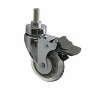 Teruyol Roulette Médicale Roulette Pivotante Roulette Filetée Roulette de Freinage en Acier Antirouille avec Pédale PA et Roue PU Silencieuse Adaptée aux, 3IN-A, Chrome M12 Pivotant-A