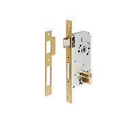 TESA 130 Serrure à encastrer pour portes bois, axe 40 mm, finition dorée, têtière carrée, pêne réversible