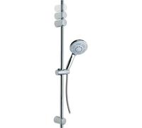 tesa Barre de douche SPAA 90 cm avec pommeau – métal chromé, adhésif, sans perçage