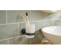 tesa 40566-00000-00 MOON BLACK Gobelet porte-brosse à dents colle noir (mat), verre satiné