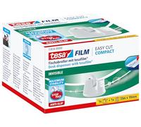 Tesa 53838 - Dérouleur Easy Cut Compact blanc + Rouleau adhésif invisible - 33m:19mm