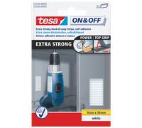 tesa Bandelette auto-agrippante à coller On & Off 55228-03-00 extra-fort 100 x 50 mm Blanc 2 pièces