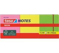 Tesa Bloc de notes adhésives néon 40 x 50 mm tricolore 240 feuilles