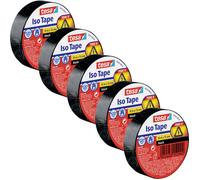 tesa Ruban isolant 56192-00502-23, ignifuge, jusqu'à 6000 V, Lot de 5 10 m x 15 mm, Noir
