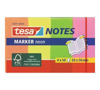 TESA 56691 - tesa® Marker Notes neon, 20 x 50 mm, 4x 50 feuilles