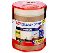 tesa 56767 - Ruban de masquage + Bâche Easy Cover Premium Papier - 25m:180mm, Marron