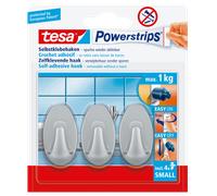 tesa Crochet petit ovale Powerstrip® 57519-00000-20 chrome mat 3 pièces