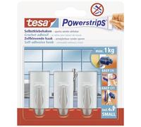 Tesa 575440001003 Powerstrips Pack de 3 Mini Crochets design avec 4 Mini Languettes Gris