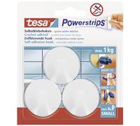 Tesa 575770000002 Powerstrips Pack de 3 Mini Crochets rond avec 4 Mini Languettes Blanc