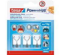 Crochets Autocollants - TESA - Powerstrips - Blanc - Réutilisables - Support jusqu'à 1 kg