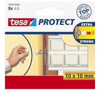Tesa 57899-00000-01 - Tampon Antichocs - Diamètre 10mm - Blanc | Butées carrées pour portes et objets mobiles - Protègent les murs et les meubles contre les dommages