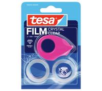 Tesa 58232-00000-02 tesa, 2 roulettes et 1 mini dérouleur | Dérouleur compact et rechargeable pour une utilisation mains libres - 2 rouleaux de ruban adhésif inclus - Rose, bleu / blanc