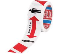 tesa Ruban de marquage Signal – Distance 1,5 m, PP 50 mm x 50 m Rouge/Blanc