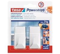 Tesa 582720000000 Crochet, Blanc, Set de 2 Pièces Large | 2 crochets muraux autocollants - Pour verre, carrelage, bois, plastique et autres supports - S'enlèvent sans traces