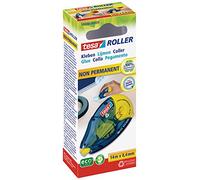 tesa 59200 - Roller de colle permanente rechargeable - 8,4mm | Bande jaune adhésive amovible - Application précise - Pour papier, carton et photos - Au bureau et à la maison