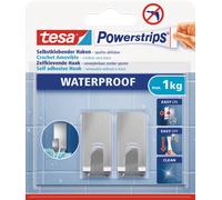 tesa Crochet Powerstrips ZOOM WATERPROOF Métal Set de 2 Small Argent
