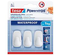 Tesa 597820000000 Mini crochet, Blanc, Set de 3 Pièces Small | 3 crochets muraux adhésifs - Plastique - Résiste à l'eau - Pour pièces humides, carrelage et verre - S'enlèvent sans traces