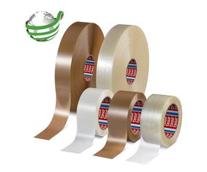 tesa 60418 50mmx132m transparent, ruban d'emballage PET avec masse adhésive en caoutchouc synthétique, taux de recyclage total de 60 x36 morceau