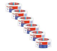 tesa 60760 Ruban de Marquage - 6 Rouleaux - 33 m x 50 mm - Blanc | Ruban de signalisation au sol en PVC souple - Pour baliser temporaire des zones de travail - Usage intérieur