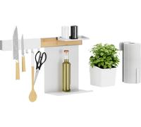 tesa Kit de rangement mural cuisine Combiné L – 8 pièces, Bambou/Blanc