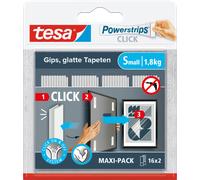 tesa Powerstrips CLICK – Pastilles adhésives à clipser/déclipser, ON/OFF – Petit 16 paires
