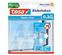 Tesa 77734 - Lot de 5 Crochets adhésifs 0,2 Kg Transparent | Crochets adhésifs transparents pour verre - Charge max. 200 g/crochet - Fixation sur des surfaces transparentes sans perçage