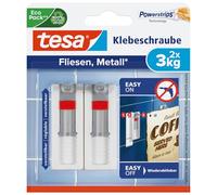 tesa 77765 - Lot de 2 Vis adhésives ajustable pour carrelage 3 Kg, 77765-00-00
