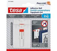 Tesa 77777-00005-00 Lot de 2 clous adhésifs amovibles et réglables pour fixation sur papier peint Blanc 2 x 2 kg
