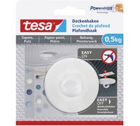tesa Crochet de plafond 77781 - auto-adhésif, supporte jusqu'à 0,5 kg - Blanc, 1 pièce