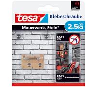 tesa 77902 - Lot de 2 Vis adhésives rectangle pour brique 2,5 Kg | Fixation murale rectangulaire autocollante - Supports rugueux et solides - Intérieur et extérieur - Charge max. 2,5 kg/vis