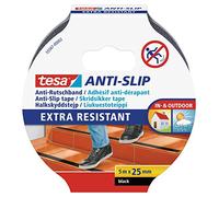 tesa Adhésif Antidérapant - Ruban Adhésif Antidérapant pour les Sols Intérieurs et Extérieurs - Idéal pour les Escaliers et les Marches - Noir - 5 m x 25 mm