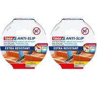 Tesa Adhésif Antidérapant - Ruban Adhésif Antidérapant pour les Sols Intérieurs et Extérieurs - Idéal pour les Escalier et les Marches - Transparent - 5 m x 25 mm (Lot de 2)