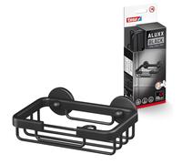 Tesa ALUXX BLACK Porte-savon avec support mural - Convient aux salles de bains modernes - Solution adhésive, Sans perçage - Noir mat, 135 mm x 46 mm x 95 mm