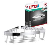 tesa Aluxx Étagère d'angle 2 paniers, finition brillante aluminium chromé, adhésif, technologie sans percer, 260mm x 163mm x 170mm