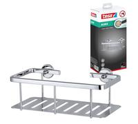 Tesa Aluxx Panier de Bain/Douche avec Plateau, Aluminium Chromé - Serviteur de Douche sans Perçage avec Socle en Acier Inoxydable, 125 mm x 251 mm x 88 mm