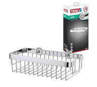 Tesa Aluxx Panier de Bain/Douche avec Plateau, Aluminium Chromé - Serviteur de Douche sans Perçage avec Socle en Acier Inoxydable 40210-00000-00 87 x 300 x 147 mm
