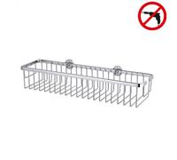 Tesa - Aluxx Panier de bain/douche en aluminium chromé inoxydable 45x12,5 cm, Pose facile sans perçage (40206-00000-00)
