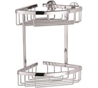 tesa ALUXX Tablette de douche d'angle, à deux étages, aluminium, chromé, inoxydable, solution adhésive incluse