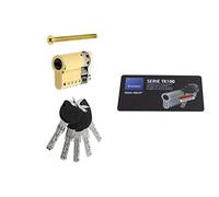 Tesa Assa Abloy TK153510L Cylindre de haute sécurité TK100 double embrayage laiton 35 x 10 mm Clé