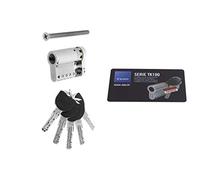 Tesa Assa Abloy TK153510N Cylindre de haute sécurité TK100 double embrayage nickelé 35 x 10 mm Clé