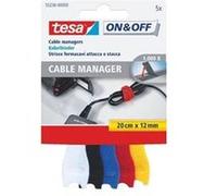 tesa Attache câble On & Off 55236-00-00 – Collier auto-agrippant 200 x 12 mm, 5 pièces multicolore